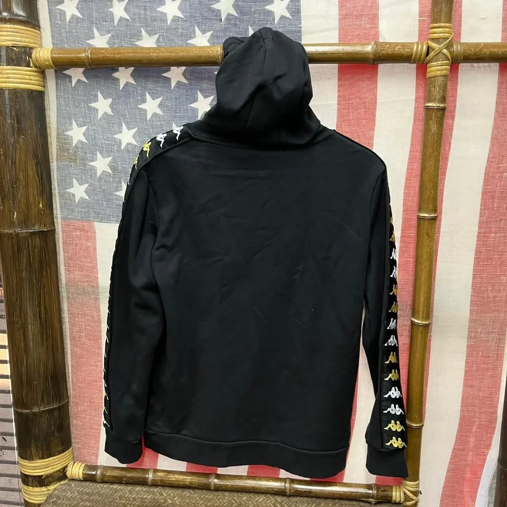 NWOT Kappa Black Pullover Hoodie Alternating Logo Tape Men's Size S - Picture 3 of 6